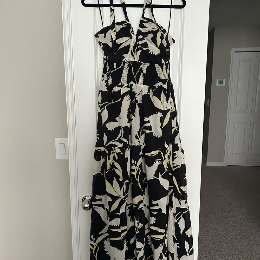 Seafolly Black and White Birds of Paradise Printed Maxi Dress